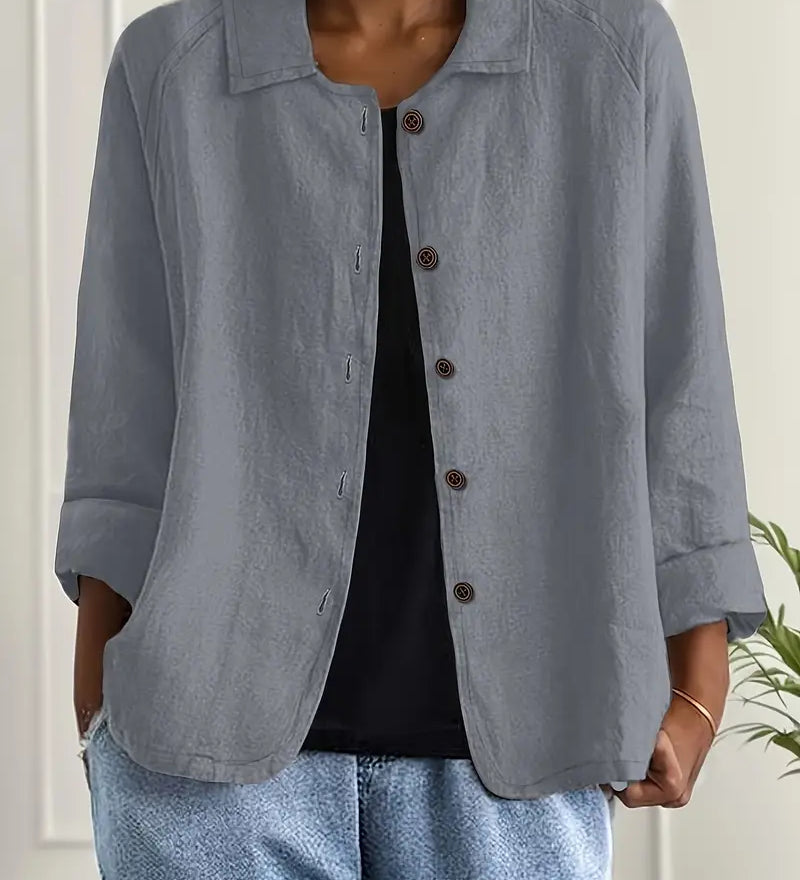 Let Hørjakke med Afslappet Pasform og Elegant Hverdagsstil