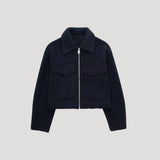 Kort Uldjakke med Lynlås og Moderne Minimalistisk Stil