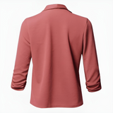 Åben dame blazer – let design med draperet front og ¾ ærmer