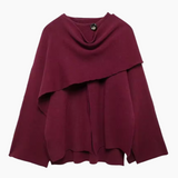 Elegant poncho til kvinder med høj hals og varm komfort