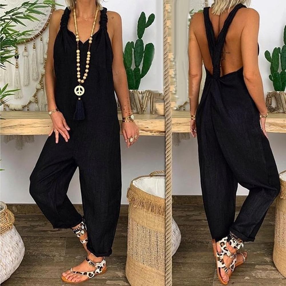 Jumpsuit med Knudedetaljer og Afslappet Pasform