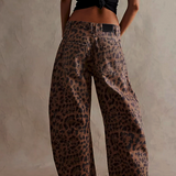 Leopardmønstrede wide leg bukser – moderne komfort og vovet stil