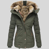 Figursyet Vinterjakke med Faux Fur Hætte og Elegant Komfort