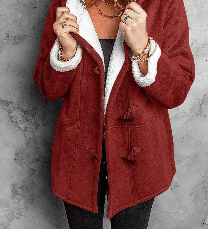 Varm damefrakke med kunstpelsfor – hyggelig vinterjakke i elegant design