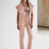 Én-skulder Jumpsuit med Pailletter og Taljebånd