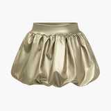 Ballonformet Mini Nederdel i Læderlook – Voluminøs Party Style