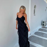 Kjole med Flæser Romantisk og Legende med Elegant Fald