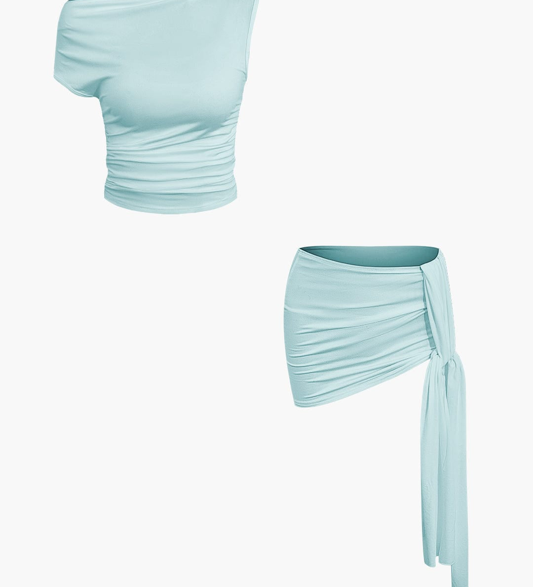 To-delt Sæt med Asymmetrisk Top og Knyttet Mini Nederdel – Minimal Chic