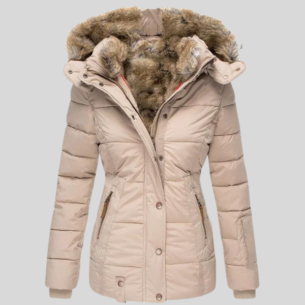 Figursyet Vinterjakke med Faux Fur Hætte og Elegant Komfort