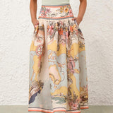 Maxinederdel med Vintageprint og Sommerligt Snit til Kvinder