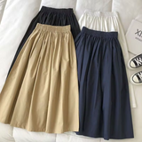 Dames midi-rok – Hoge taille – Flowy pasvorm – Elastische band – Ademend materiaal
