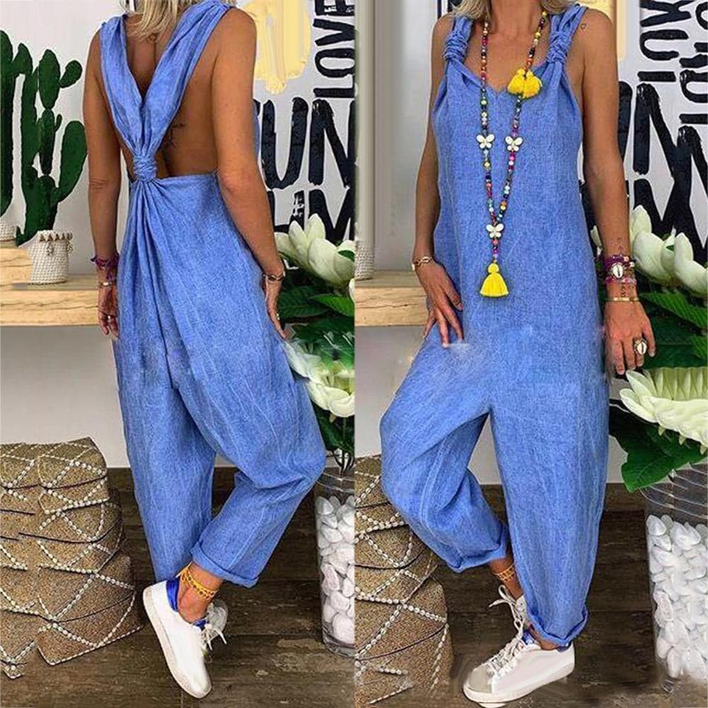 Jumpsuit med Knudedetaljer og Afslappet Pasform