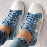 Letvægts Sneakers med Mesh og Blomsterbroderi