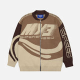 Oversized striktrøje med grafisk mønster og sporty look