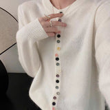 Strikket Cardigan med Dekorative Knapper