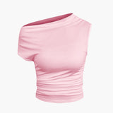 To-delt Sæt med Asymmetrisk Top og Knyttet Mini Nederdel – Minimal Chic