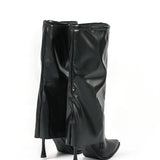 Sorte stiletstøvler med løst skaft og spids snude – Statement High Boots