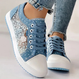 Letvægts Sneakers med Mesh og Blomsterbroderi
