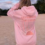 Oversized hættetrøje til kvinder – med 'Let’s Watch the Sunset'-print
