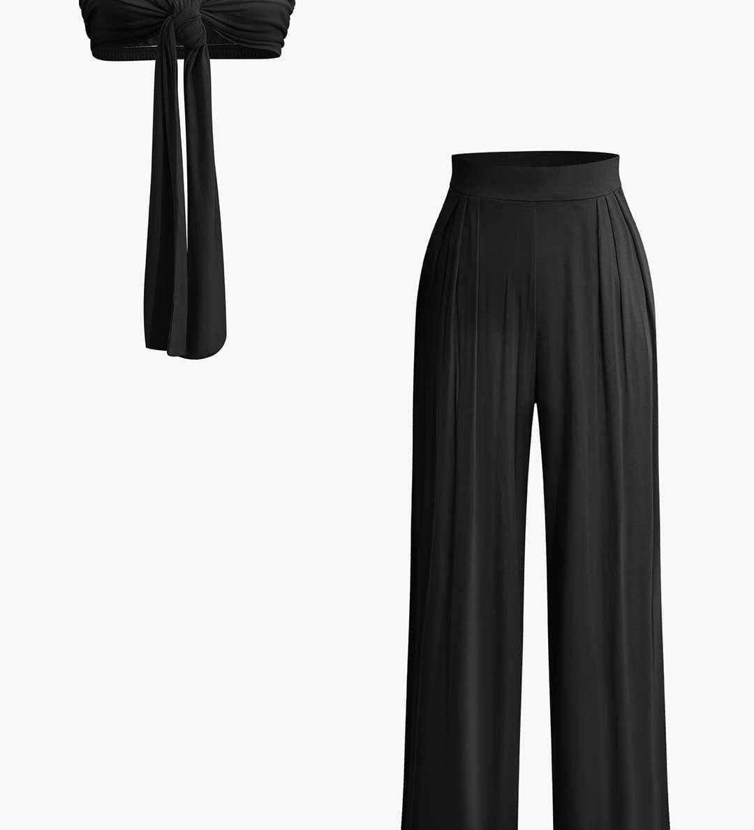 To-delt Sæt med Bandeau Top og Vide Bukser – Sommerlook