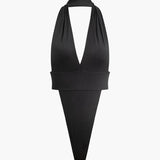 To-delt Halterneck Sæt med Knyttet Mini Nederdel – Night Luxe Look