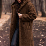 Lang teddyfrakke til kvinder med hætte og ultrablød komfort