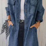 Denim skjortekjole med lommer og rå detaljer – Casual og edgy stil