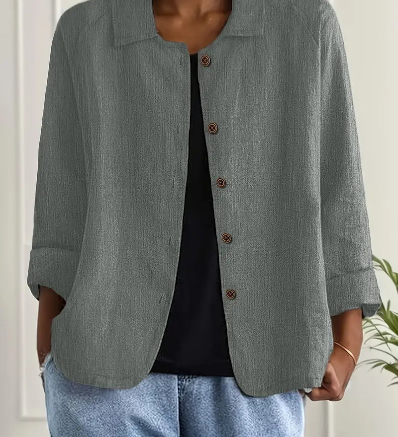 Let Hørjakke med Afslappet Pasform og Elegant Hverdagsstil