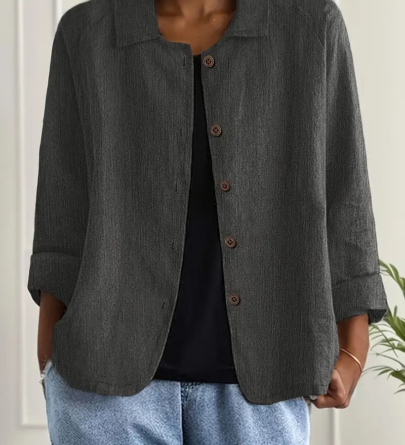 Let Hørjakke med Afslappet Pasform og Elegant Hverdagsstil