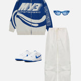 Oversized striktrøje med grafisk mønster og sporty look