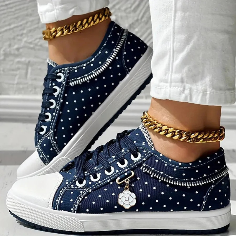 Letvægts Sneakers med Mesh og Blomsterbroderi