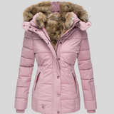 Figursyet Vinterjakke med Faux Fur Hætte og Elegant Komfort