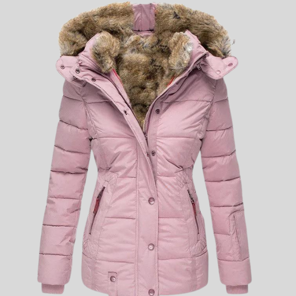Figursyet Vinterjakke med Faux Fur Hætte og Elegant Komfort