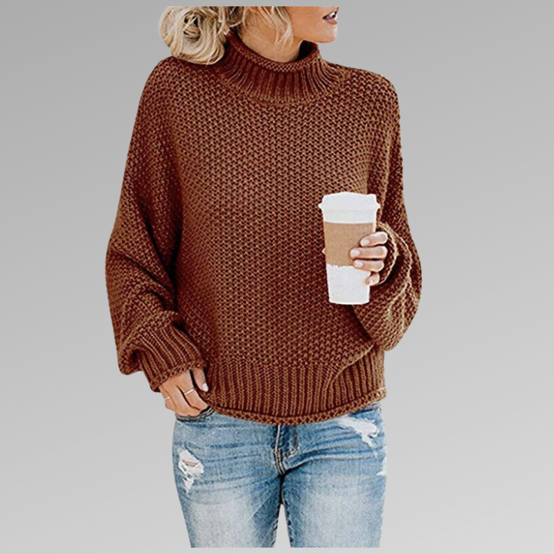 Strikket Rullekrave Sweater med Afslappet Pasform