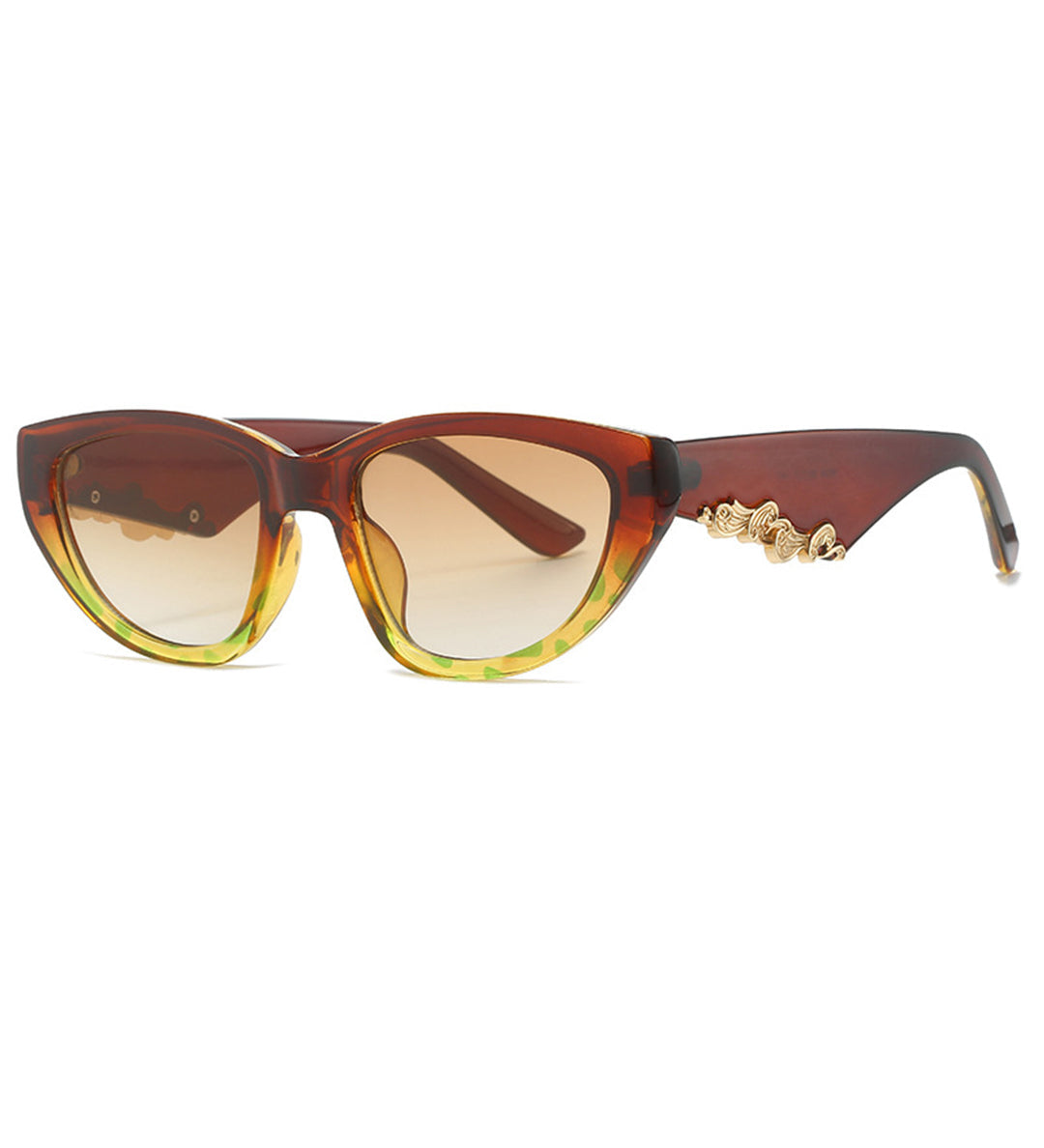 Cat-Eye Solbriller – Luksuslook med Guld Detaljer