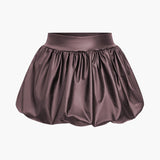 Ballonformet Mini Nederdel i Læderlook – Voluminøs Party Style