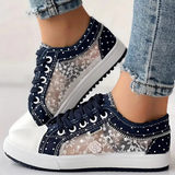 Letvægts Sneakers med Mesh og Blomsterbroderi