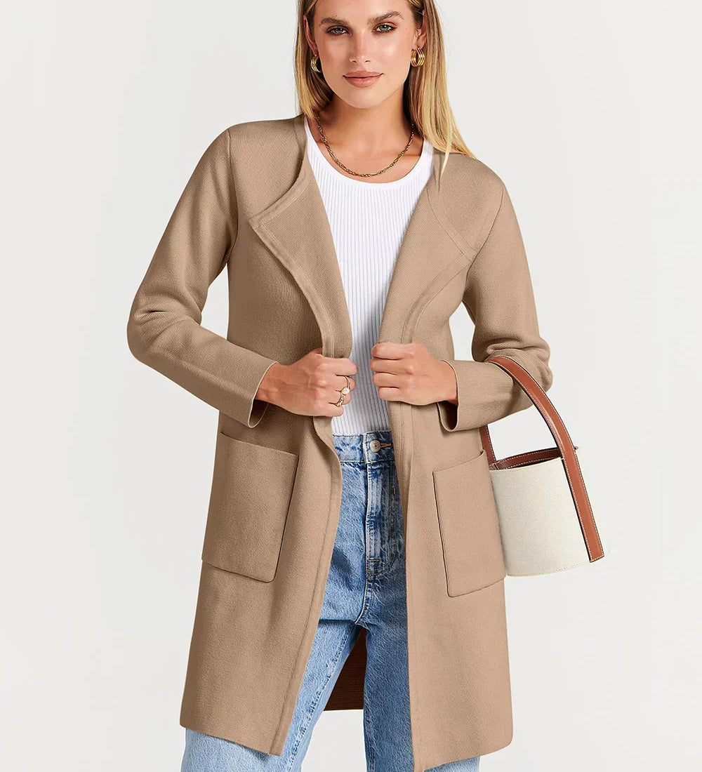 Lang Åben Cardigan med Elegant Pasform