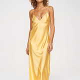 Satin Slip Maxi Kjole med Spaghettistropper