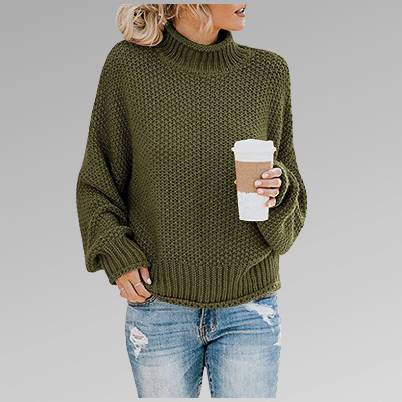 Strikket Rullekrave Sweater med Afslappet Pasform