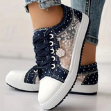 Letvægts Sneakers med Mesh og Blomsterbroderi
