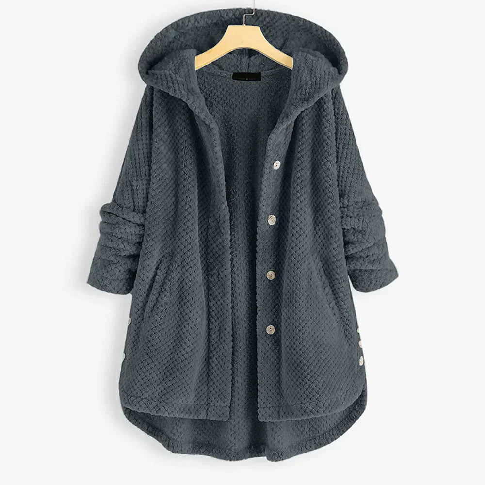 Lang Hættetrøje Cardigan med Knaplukning