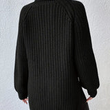 Oversized Rullekrave Striktrøje med Ribstrik