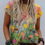 Sommer T-shirt med blomsterprint – Boheme stil til kvinder