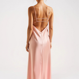 Satin Slip Maxi Kjole med Spaghettistropper