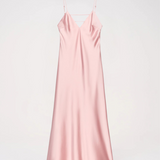 Satin Slip Maxi Kjole med Spaghettistropper