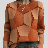 Strikket Bluse med Geometrisk Mønster – Moderne Look og Blød Komfort