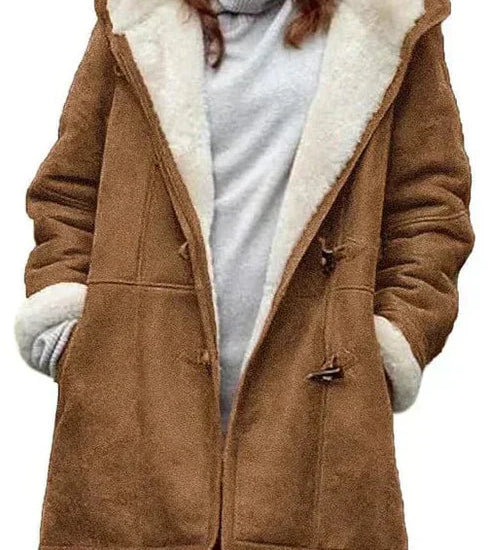 Varm damefrakke med kunstpelsfor – hyggelig vinterjakke i elegant design