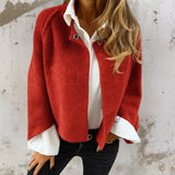Elegant poncho-cardigan med knaplukning – blød og stilfuld