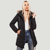 Figursyet Vinterjakke med Faux Fur Hætte og Elegant Komfort
